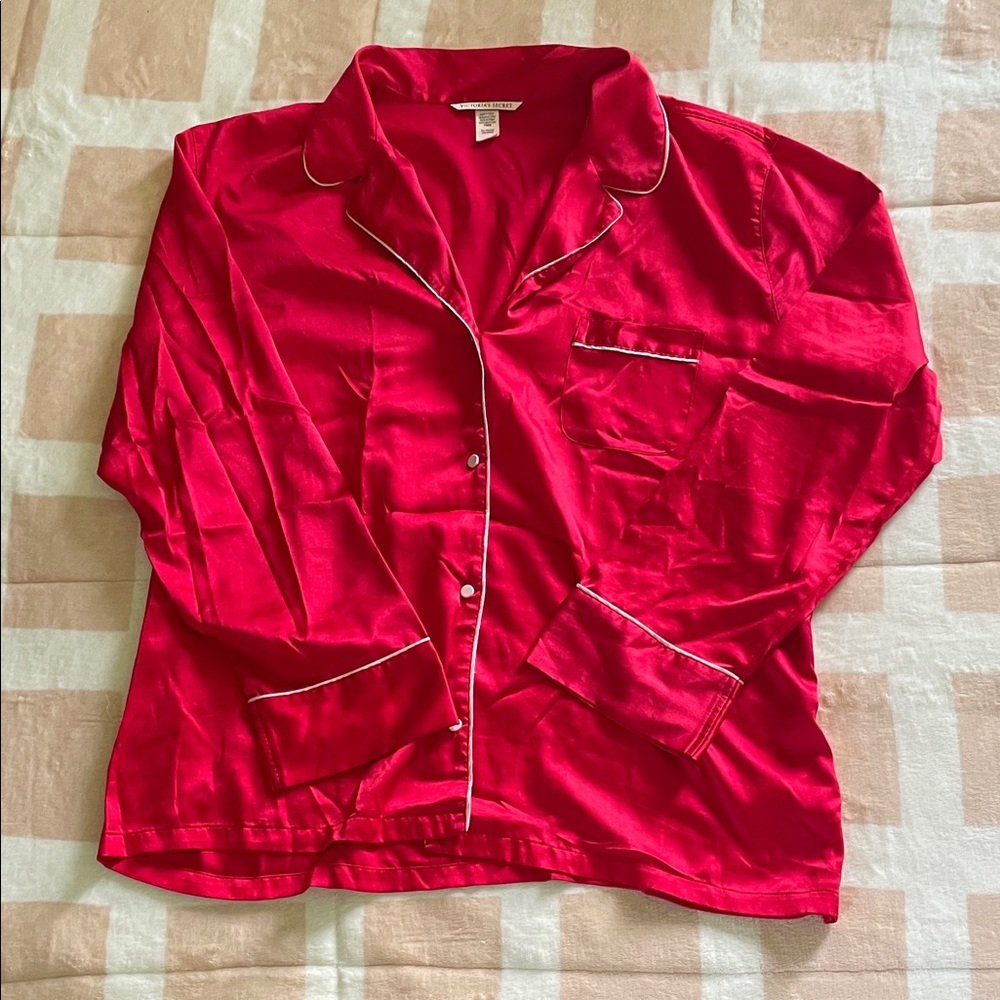 VS Red Satin Pajama Top